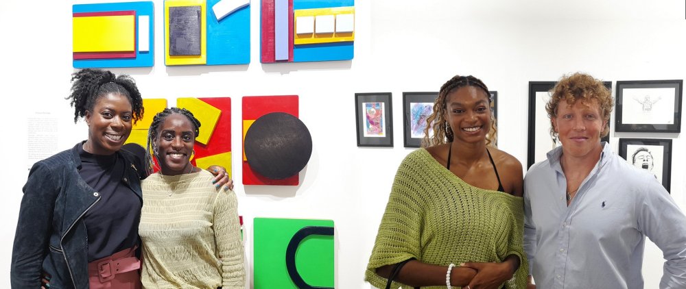 Art of the Athlete exhibition, with Chrissie and Vicky Ohuruogu, Abazz Njeri, Harrison Walsh