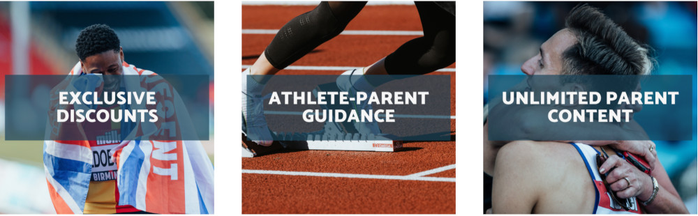 How we can help: "exclusive discounts, athlete-parent guidance, unlimited parent content"