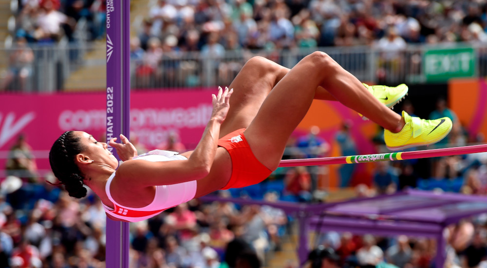 Katarina Johnson-Thompson competing in the heptathlon at the Commonwealth Games