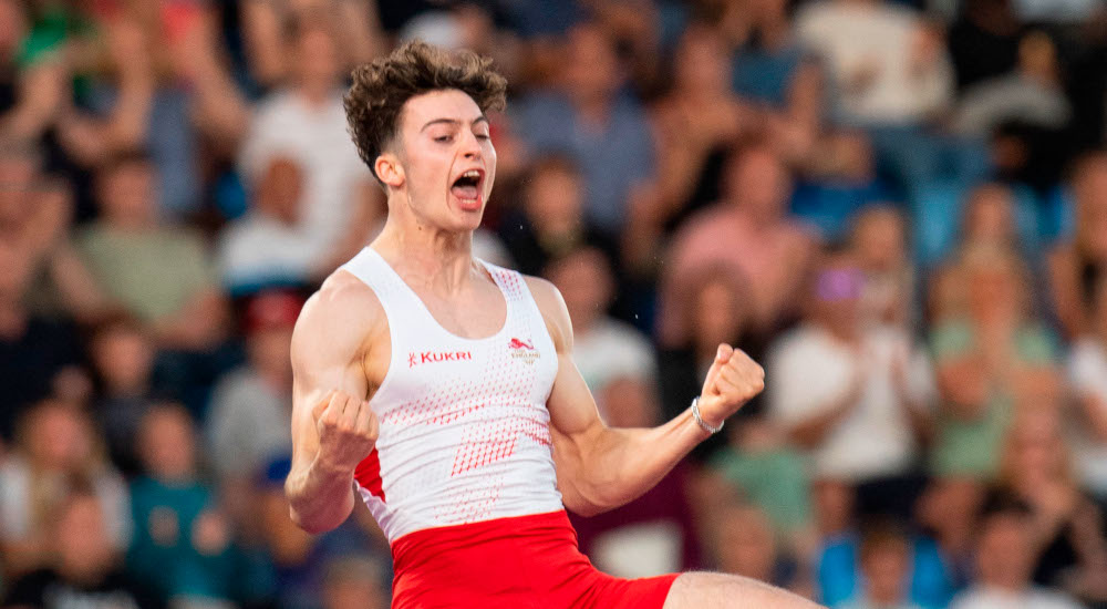 Owen Heard celebrates after competing at the Commonwealth Games